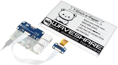 7.5inch e-Paper HAT Compatible with Raspberry Pi 5/4B/3B+/Zero/Zero W/Zero 2W/Pico/Pico W/Pico 2/Pico 2W/Jetson Nano, 800×480 Resolution 7.5inch E-Ink Display HAT, SPI Interface,Black White Two-Color