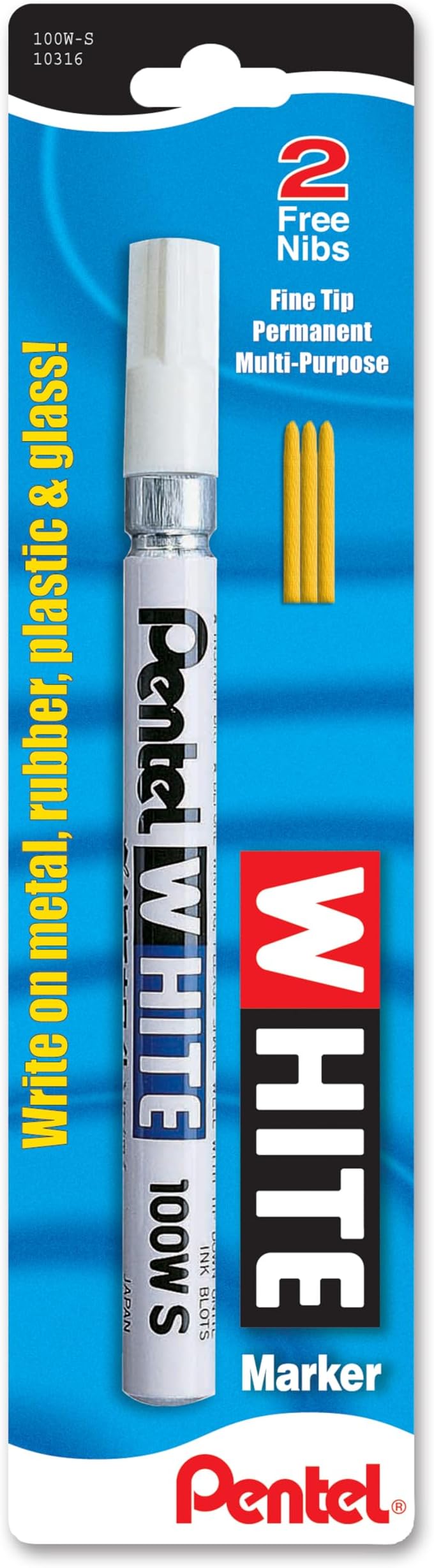 Permanent Marker, White, Fine Point, 1-Pack (100W-S)