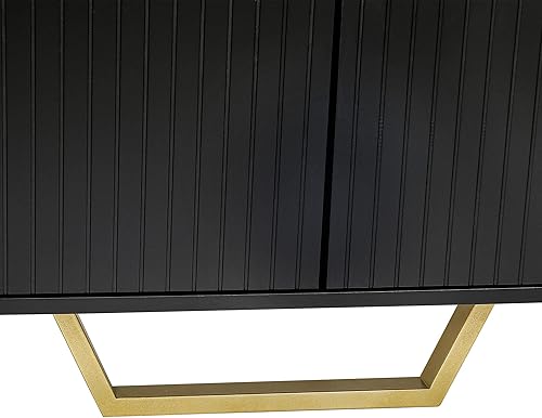 Miniatura 9 de Knocbel Moderna mesa consola de entrada de 4 puertas con estantes ajustables y parte superior de mármol sintético, entrada pasillo, vestíbulo,