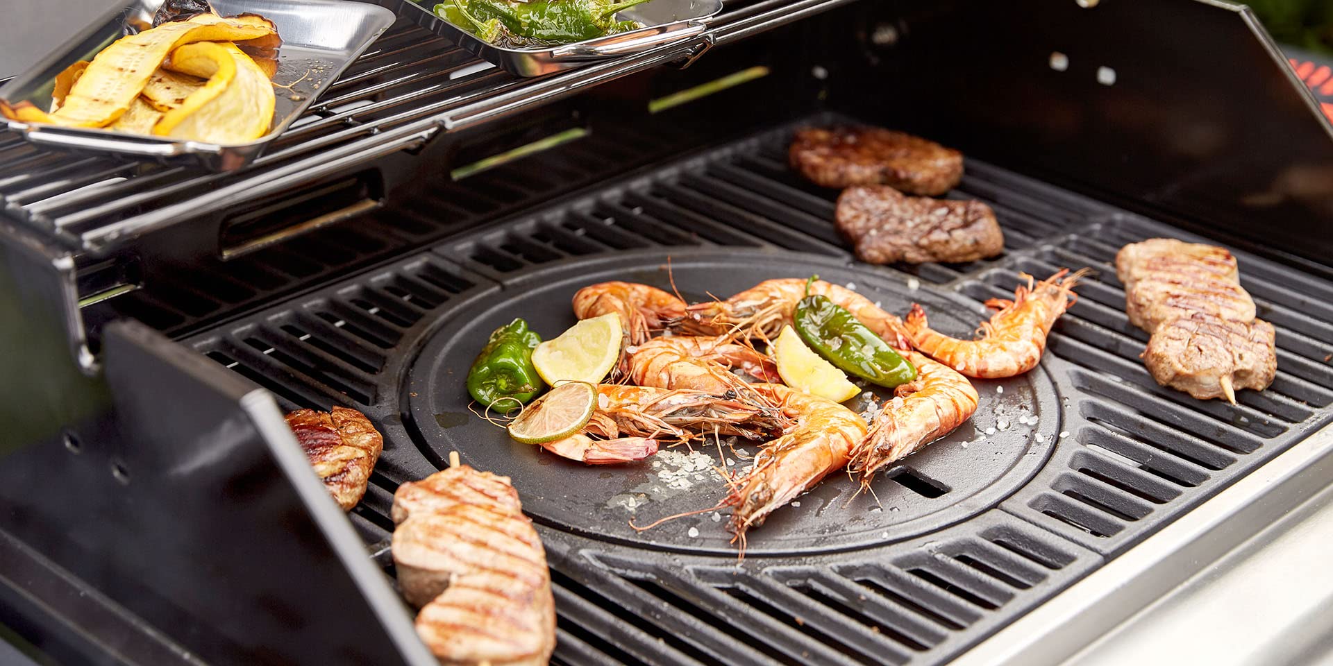 LANDMANN Plaque de cuisson Modulus - En fonte émaillée - Compatible avec le système de grille de cuisson Modulus - Utilisable des deux côtés - Idéale pour rôtir et cuire de petits aliments grillés