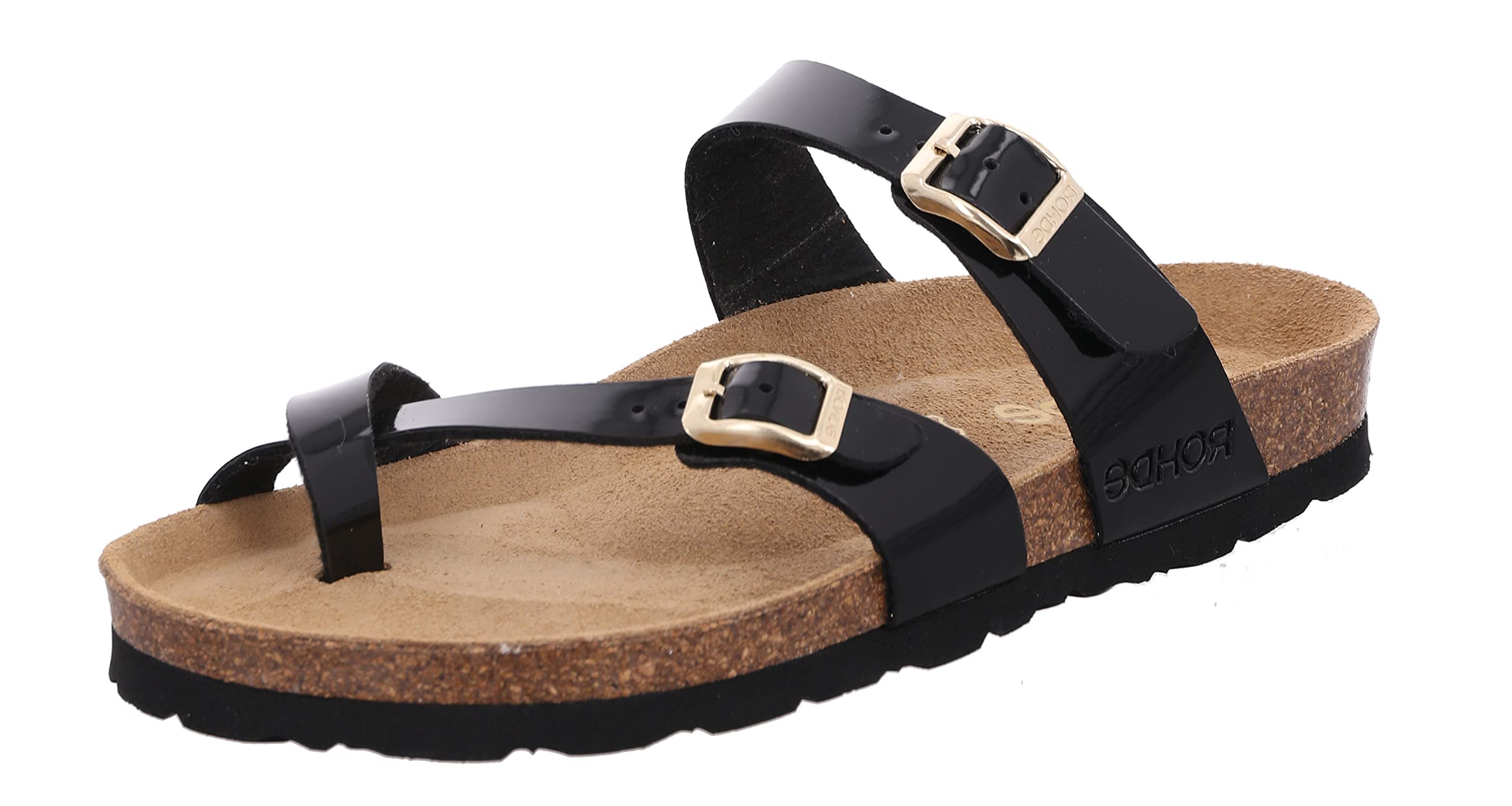Rohde Alba Women's Classic Sandals, Mules, Summer Shoes, Slippers, Cork Footbed, black, 5 UK
