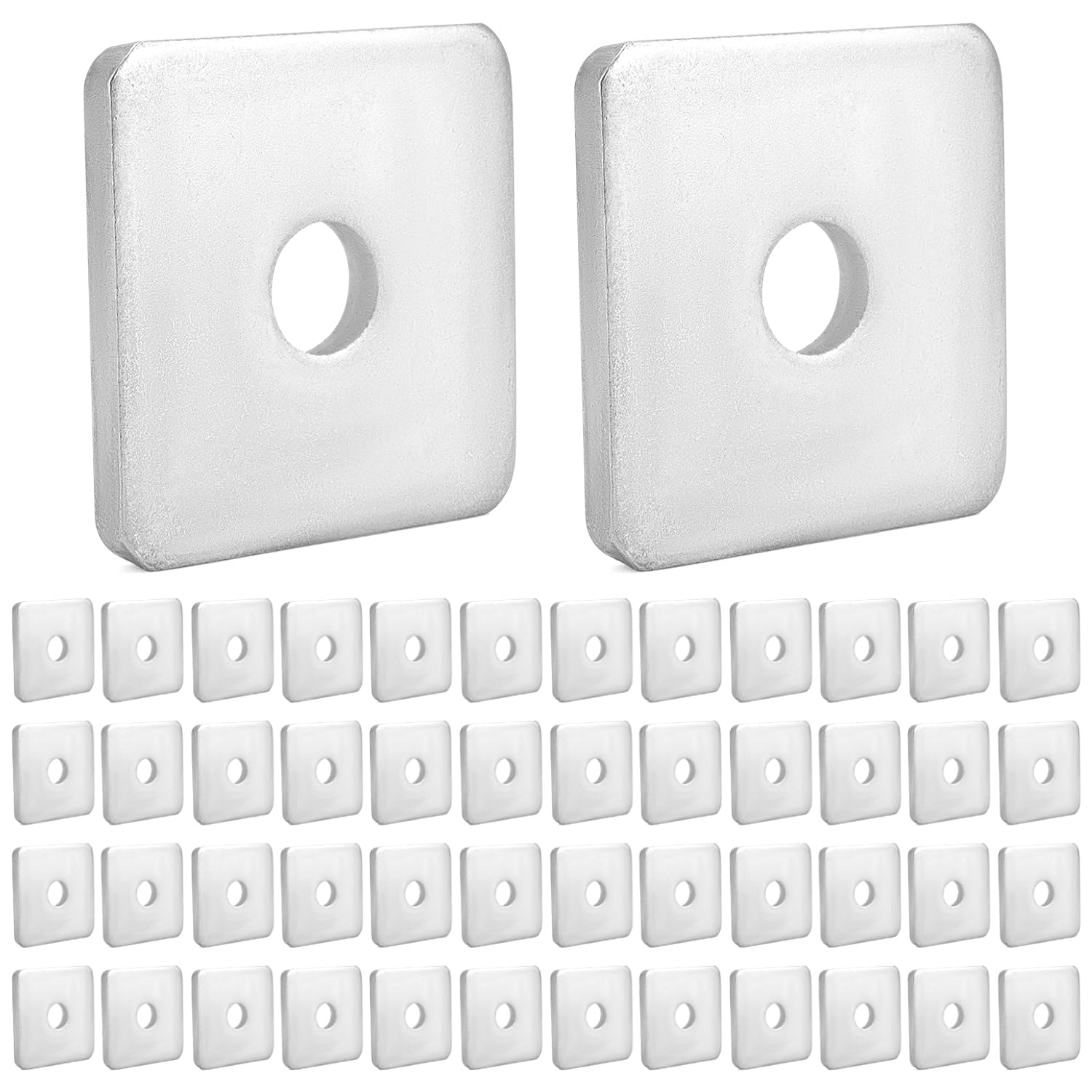 QWORK Confezione da 50 rondelle quadrate zincate – diametro interno 1/2", diametro esterno 2x2, spessore 3/16", fissaggio piastra anti-allentamento per edilizia e attrezzature industriali