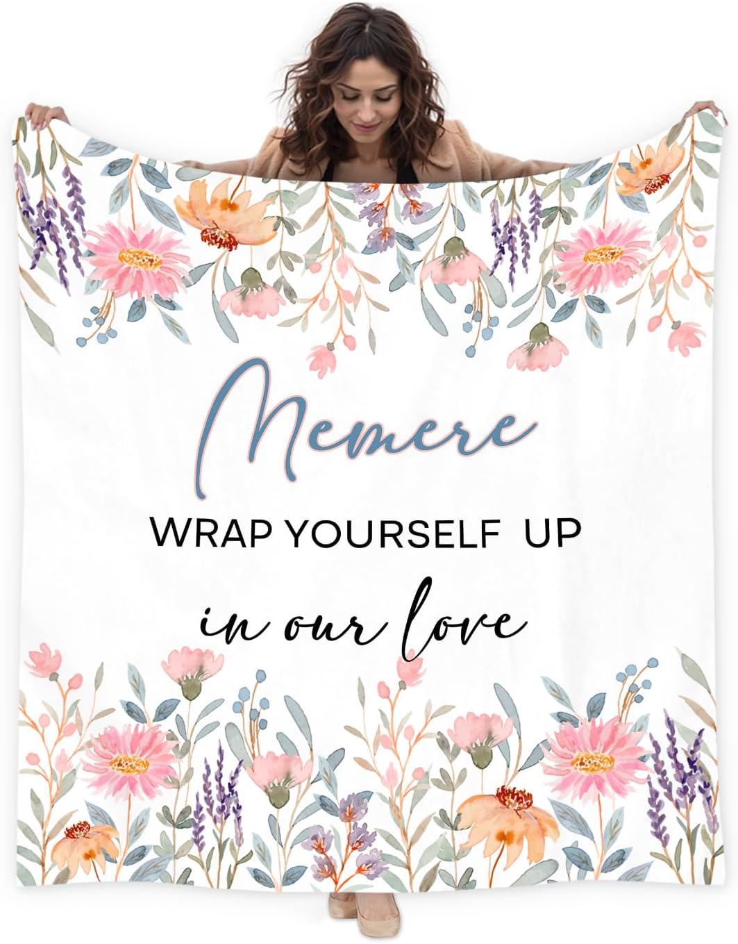 Memere Gifts Blanket, Grandma Blanket from Grandkids Blankets Throw, Mothers Day Birthday Gift for Memeres Blankets Decor, Memere Wrap Yourself up in Our Love BlanketsBed Throw 50x60 Inches