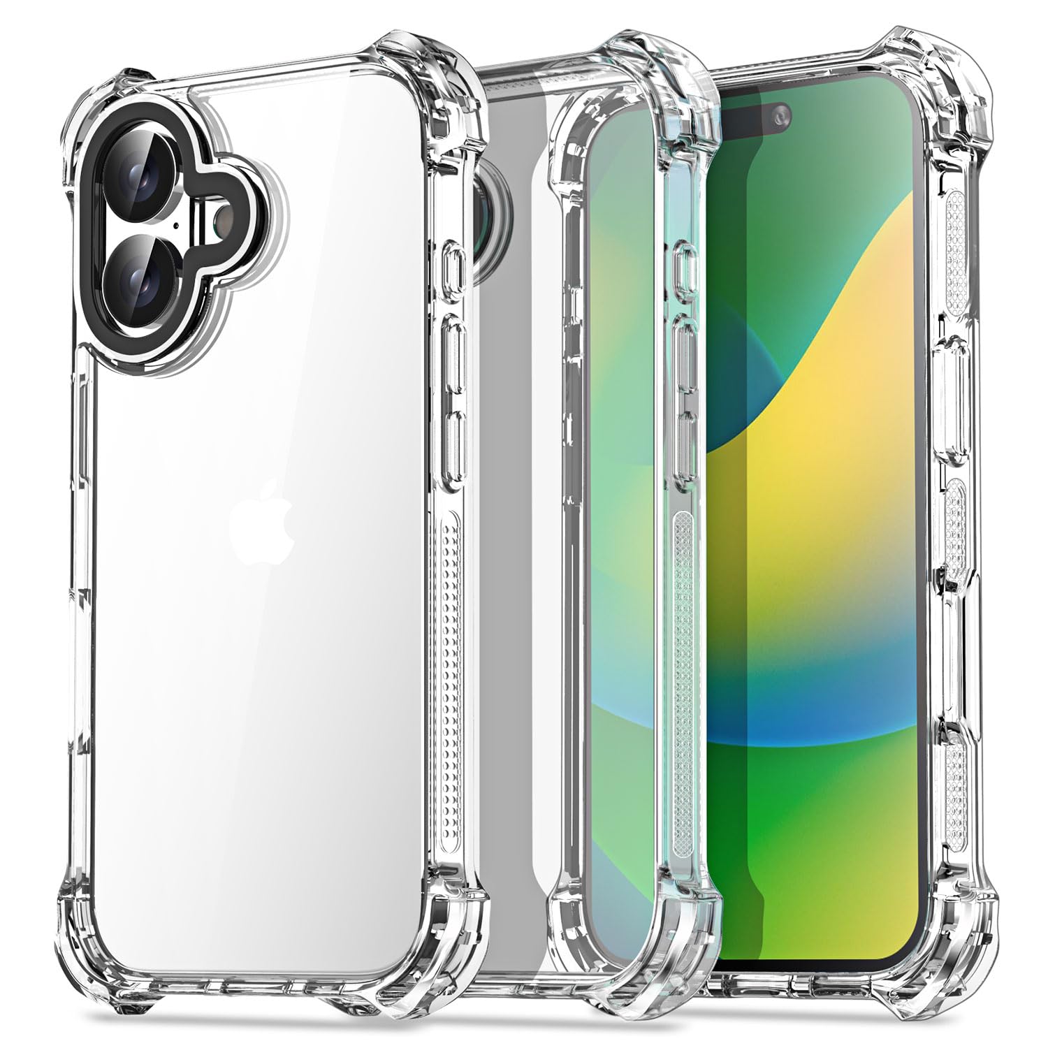 AICase Bounce Case Compatible with iPhone 16 Clear, Impact Shockproof [Non-Yellowing] [21.3 FT Military Drop Protection] Anti-Scratch Protective Cell