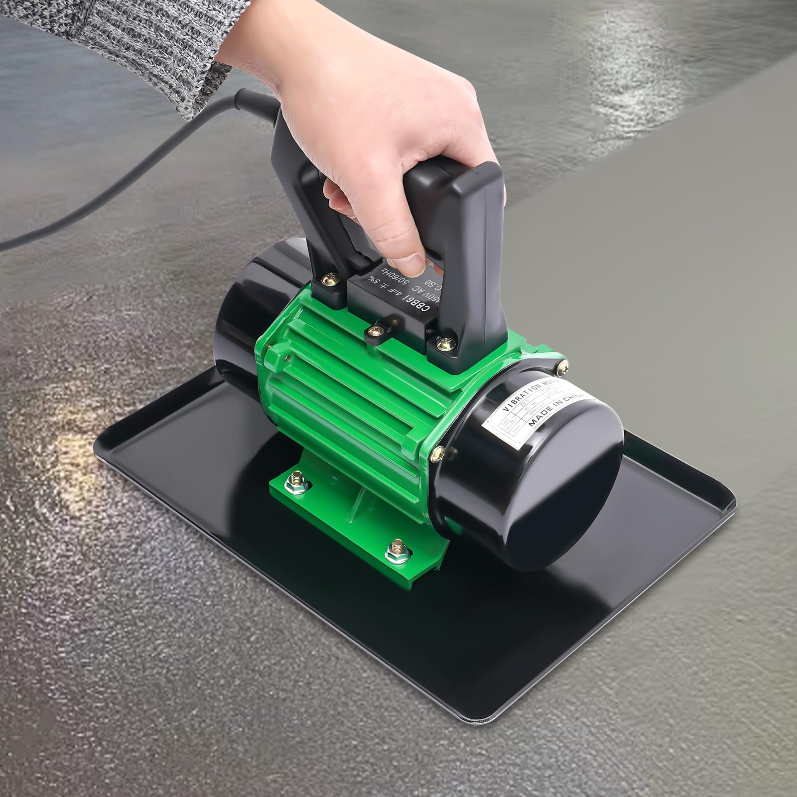 Betonrüttlermotor Kleiner Betonrüttler Tragbarer Handrüttler Elektrischer Zementglätter Vibratormotor, 370W 3500 U/min einstellbarer Motorkelle für Beton und Zement