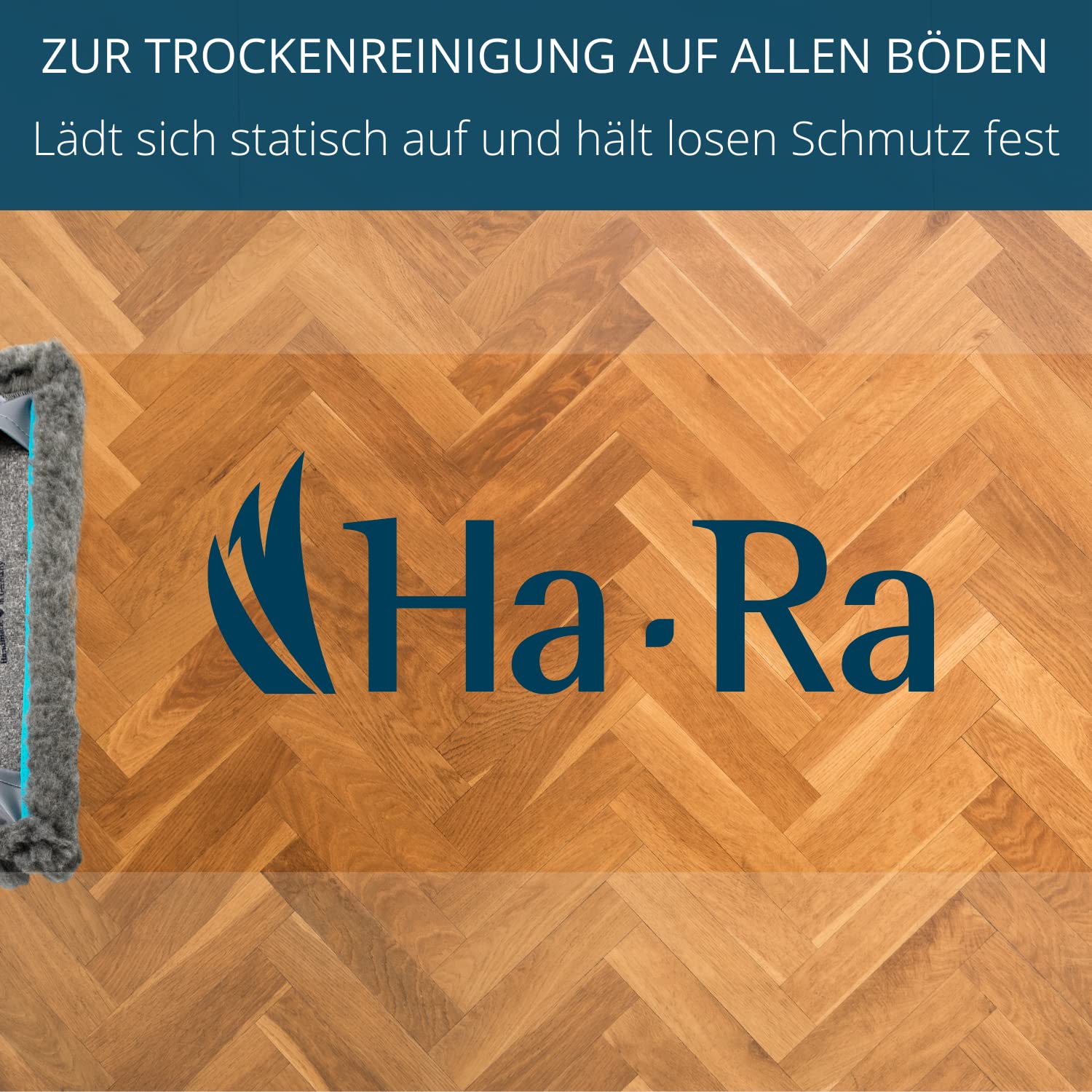 Ha-Ra Set Bodenexpress 42 cm aus Edelstahl & Boden-Faser Trocken I robuster Boden-Wischer zur Reinigung für Böden & Wände I wendiger & Leichter Wischmop mit rutschfestem Griff & teilbarem Stiel