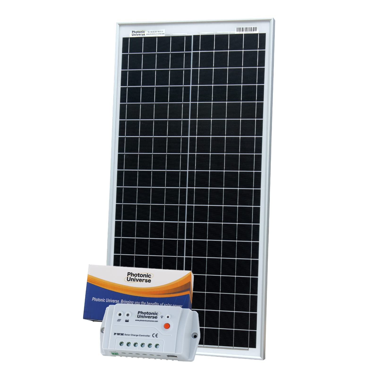 40W 12V Photonic Universe Dual Battery Solar Charging kit Made of monocrystalline Solar Cells, with 10A Charge Controller and 5m Cable