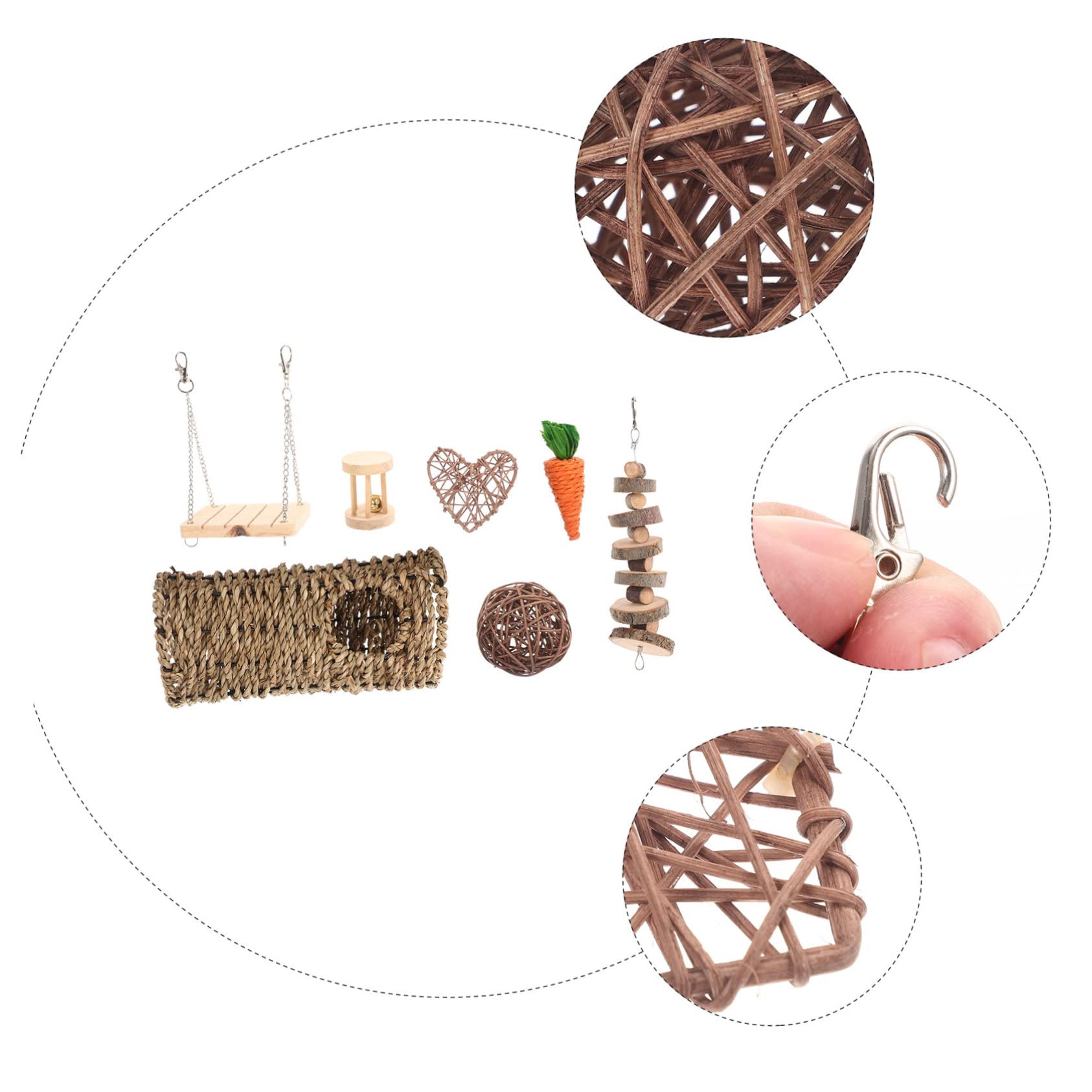 BESTonZON Hamster Spielzeug zum Kauen Kauspielzeug mit Einzigartigen Formen 7 Stück zur Beschäftigung und Zahnpflege für Kaninchen und Kleintiere
