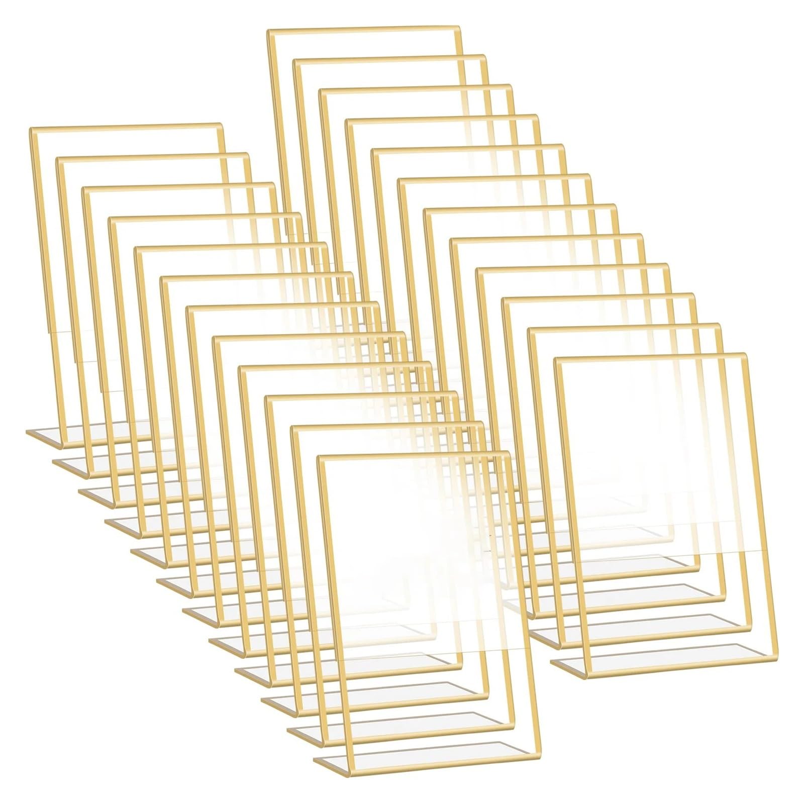 Soporte for letreros con bordes dorados, soporte de papel transparente, for menú mesa, ideal for bodas, oficinas y restaurantes(10 Pack)