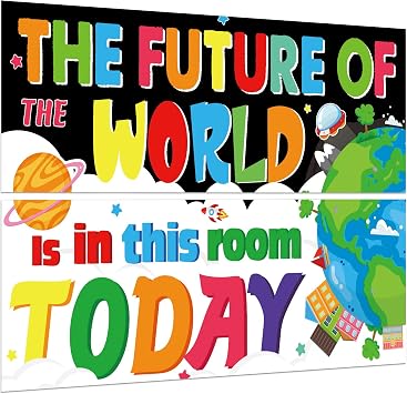 2PCS Classroom Decorations Banner Posters for Teachers Bulletin Board and Wall Decor for Pre School Elementary Middle School
