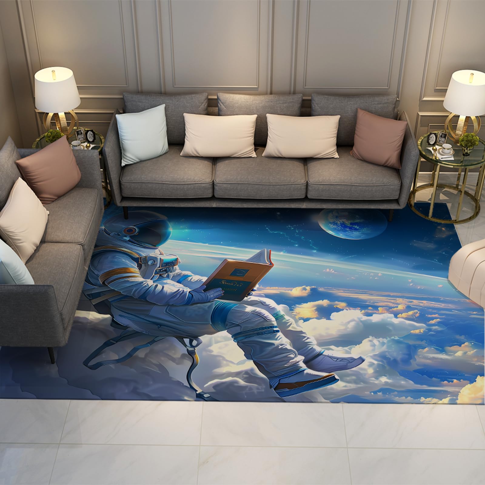 Tapis d'intérieur et d'extérieur astronaute pour créer un coin lecture magique