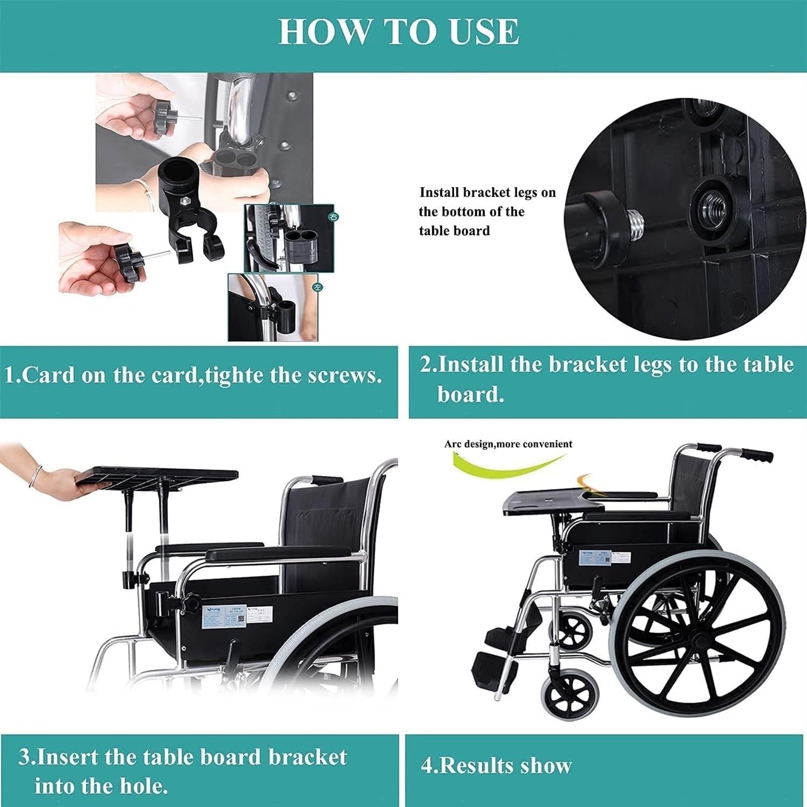 Wheelchair Tray Table with Cup Holder Detachable Wheelchair Table Removable Wheelchair Lap Tray Lightweight Portable Wheelchair Dinner Table Accessories for Adults with Cup Holder and Phone Groove