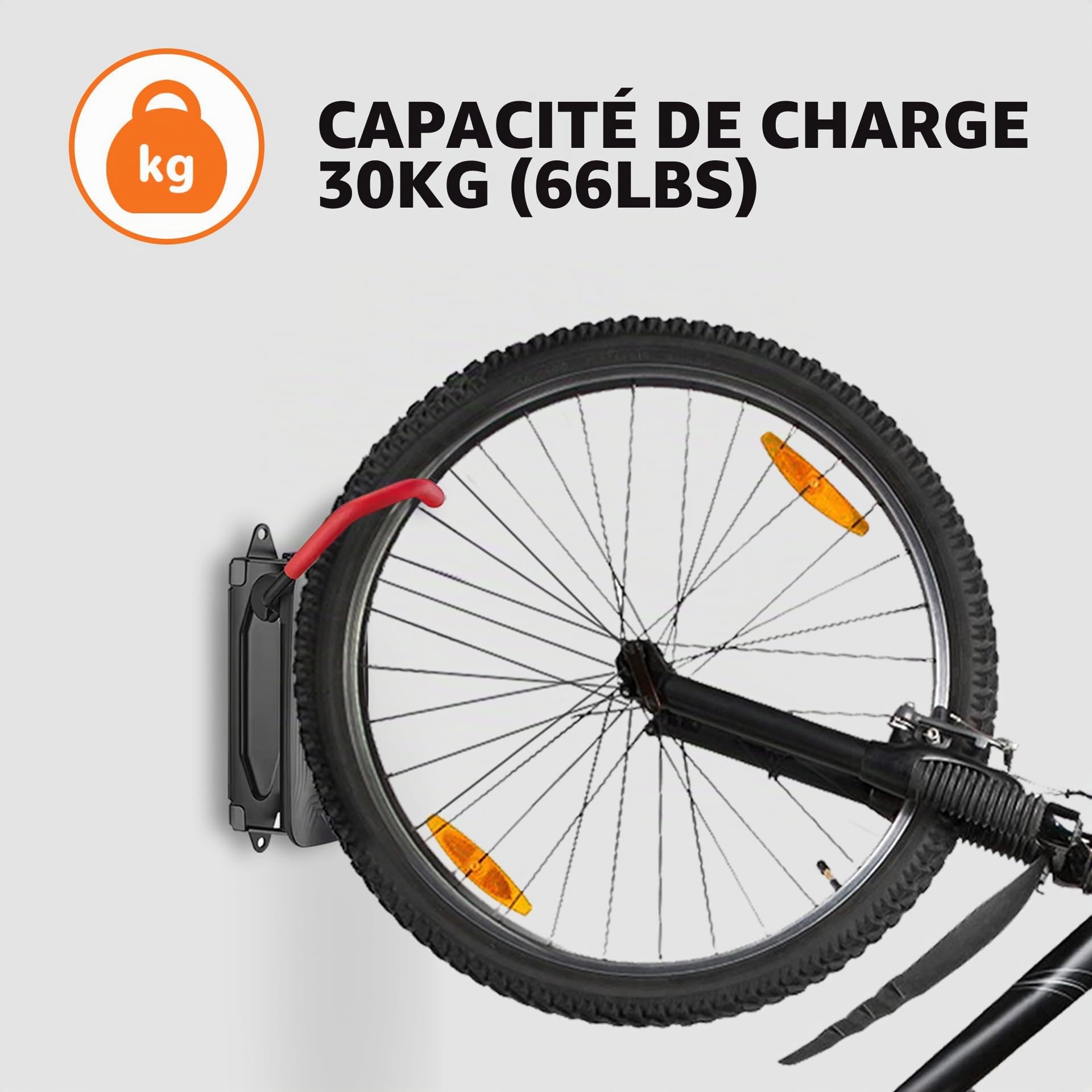 Mimoke Support mural pivotant pour vélo, vertical, pour garage, VTT et vélo de course (crochet rouge, 6 pièce)