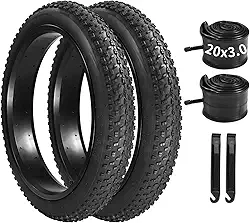 Pacote com 2 pneus e tubos de bicicleta de 50,8 x 7,6 cm, pneus dobráveis de pneu gordo de 50,8 cm, pneus Ebike 76-406 20x3.0 com alavancas, pneu elétrico de bicicleta de 50,8 x 3,0 para mountain