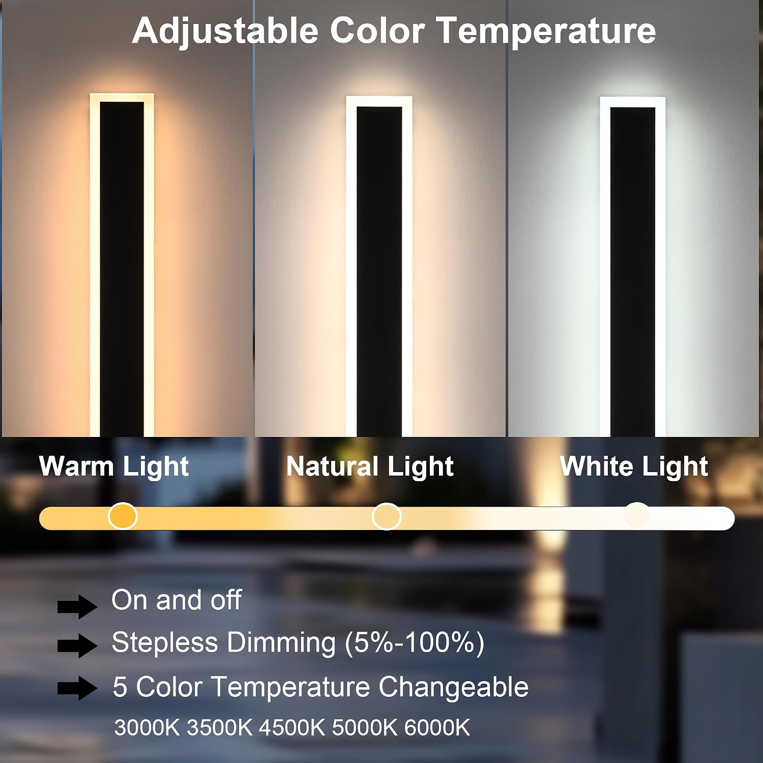 2 Pack Long 32inch Outdoor LED Wall Lights, Dimmable with Remote 3000K-6000K, Modern Long Acrylic Strip Exterior Light Fixture Waterproof IP65 Outdoor Wall Sconce