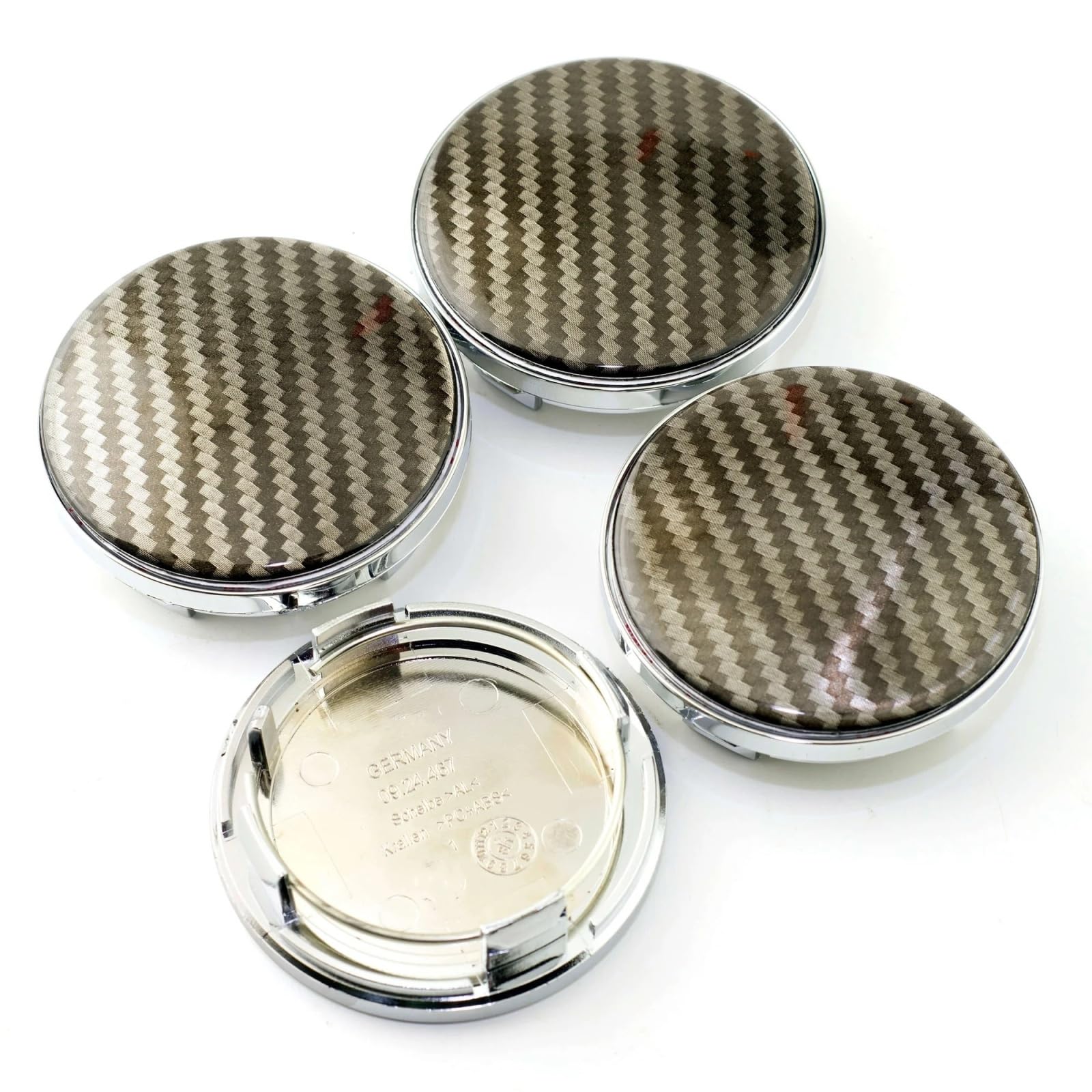 Cache-moyeux 70 mm en fibre de carbone et finition chrome silver pour jante de sport - 6