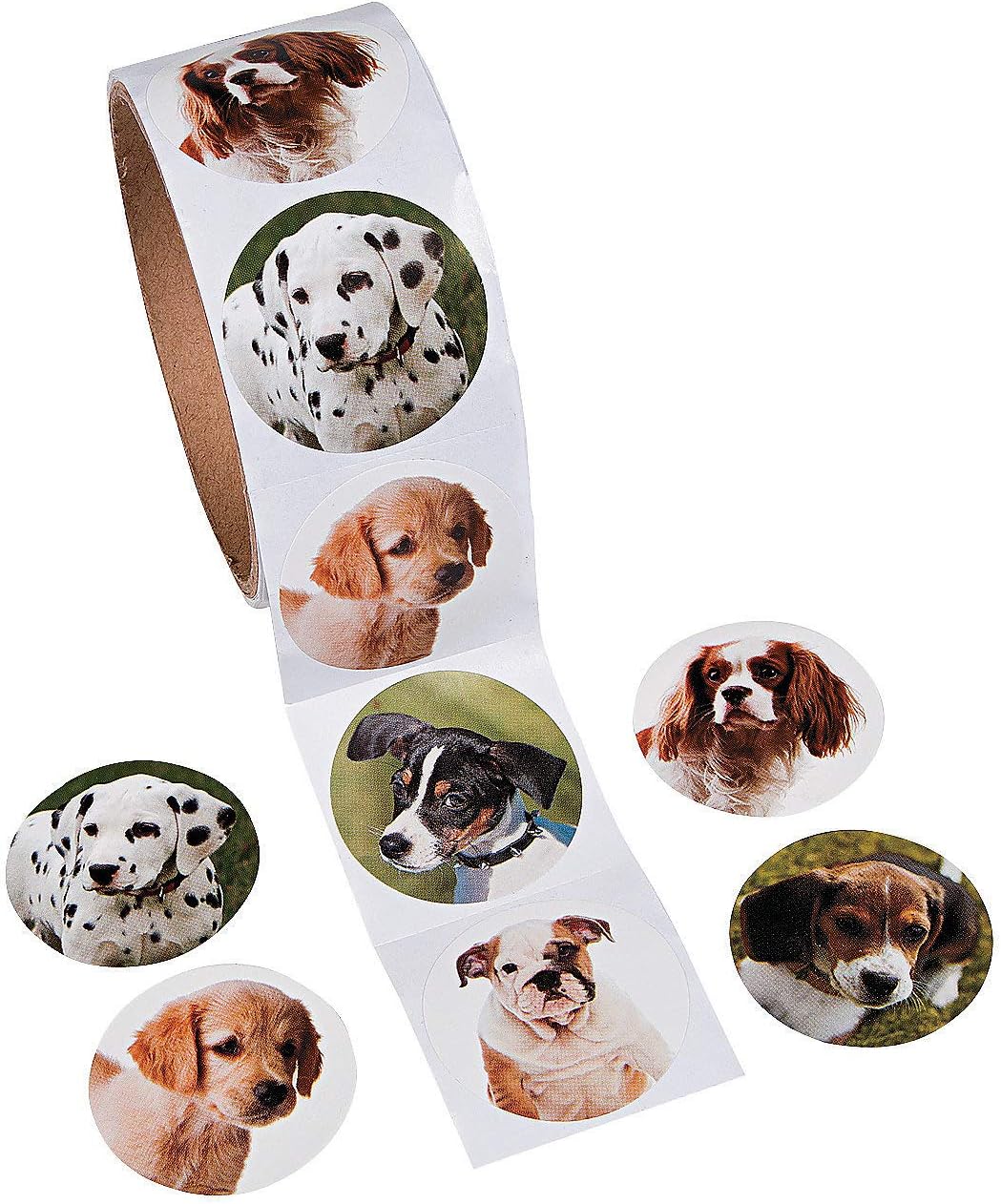 1 Roll Dog Stickers 100 Round Stickers Total Approx. 3.8cm Assorte