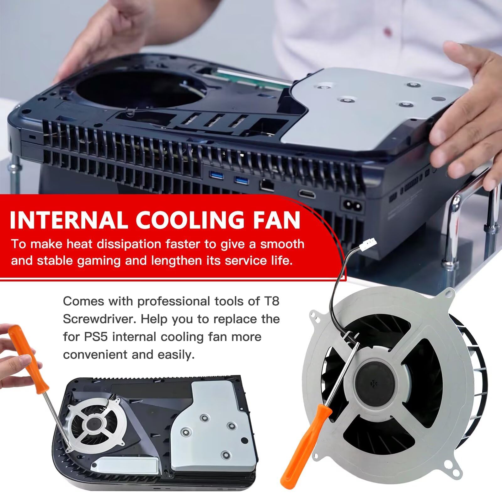 Ventola di raffreddamento interna di ricambio per Sony Playstation 5 PS5 23 pale Fan 17 pale ventola di raffreddamento per PS5 CPU ventola di raffreddamento con cacciavite T8