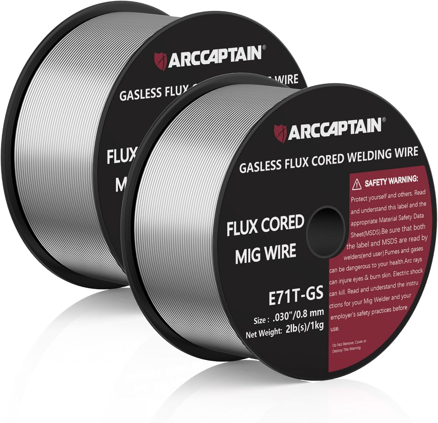 ARCCAPTAIN Flux Core Welding Wire .035, E71T-GS 035" Flux Core Welding Wire Gasless Low Splatter 10Lbs Mig Welding Wire Mild Carbon Steel Compatible With Lincoln Miller Forney Harbor Welder 4.5KG