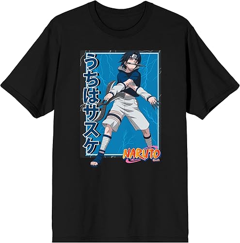 Naruto Shippuden Sasuke Uchiha Bladed Weapons Camiseta negra para hombre