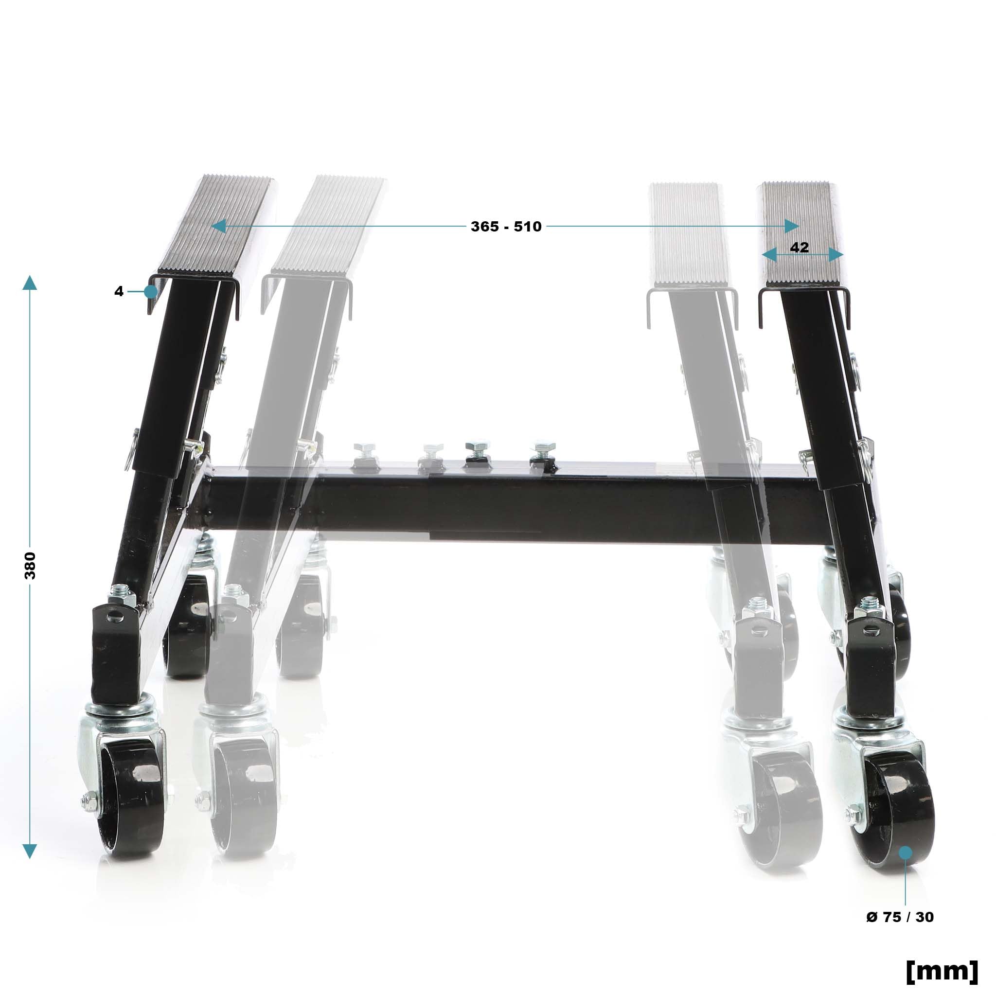 Wiltec Kit Pont élévateur 680kg Plateforme élevatrice – Support Montage/Levage pour Moto ATV Quad + Cric Lève-Moto Mobile sur roulettes 680 kg