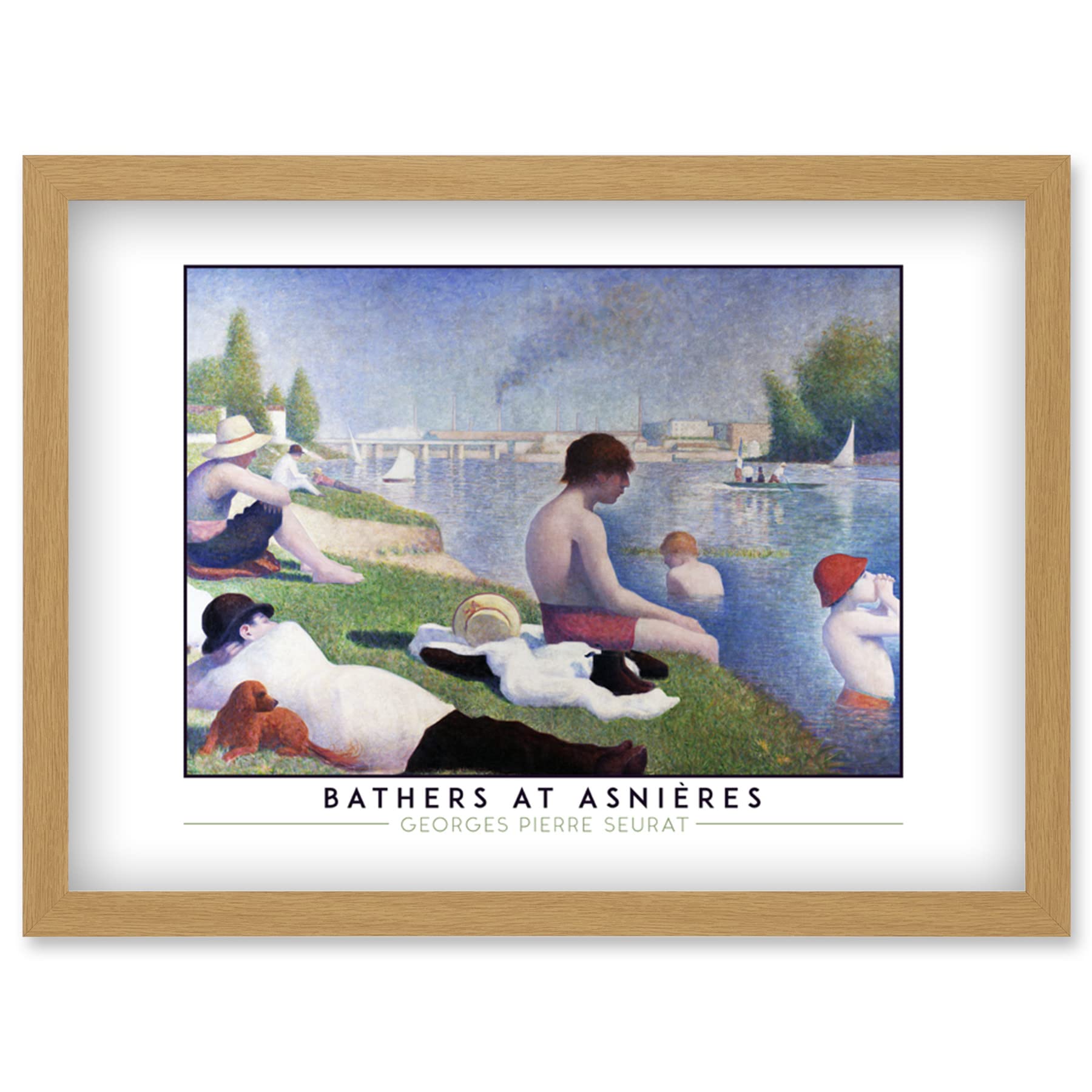 Wee Blue Coo Georges Pierre Seurat Bathers At Asnières Painting Artwork Framed Wall Art Print A4