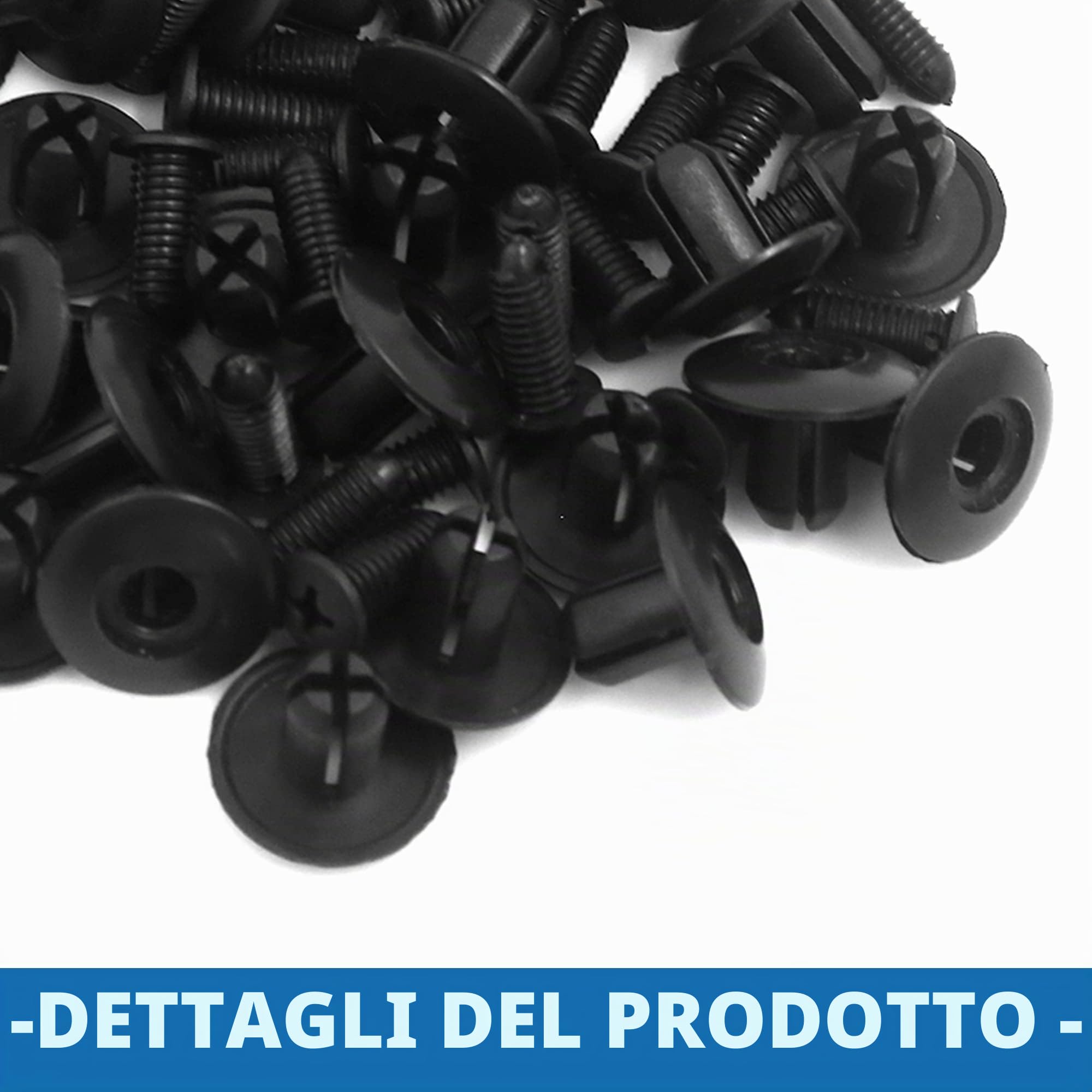 A ABSOPRO Rivetto Interno Fissaggio Viti Clip 8mm Plastica Nero (Set 30)