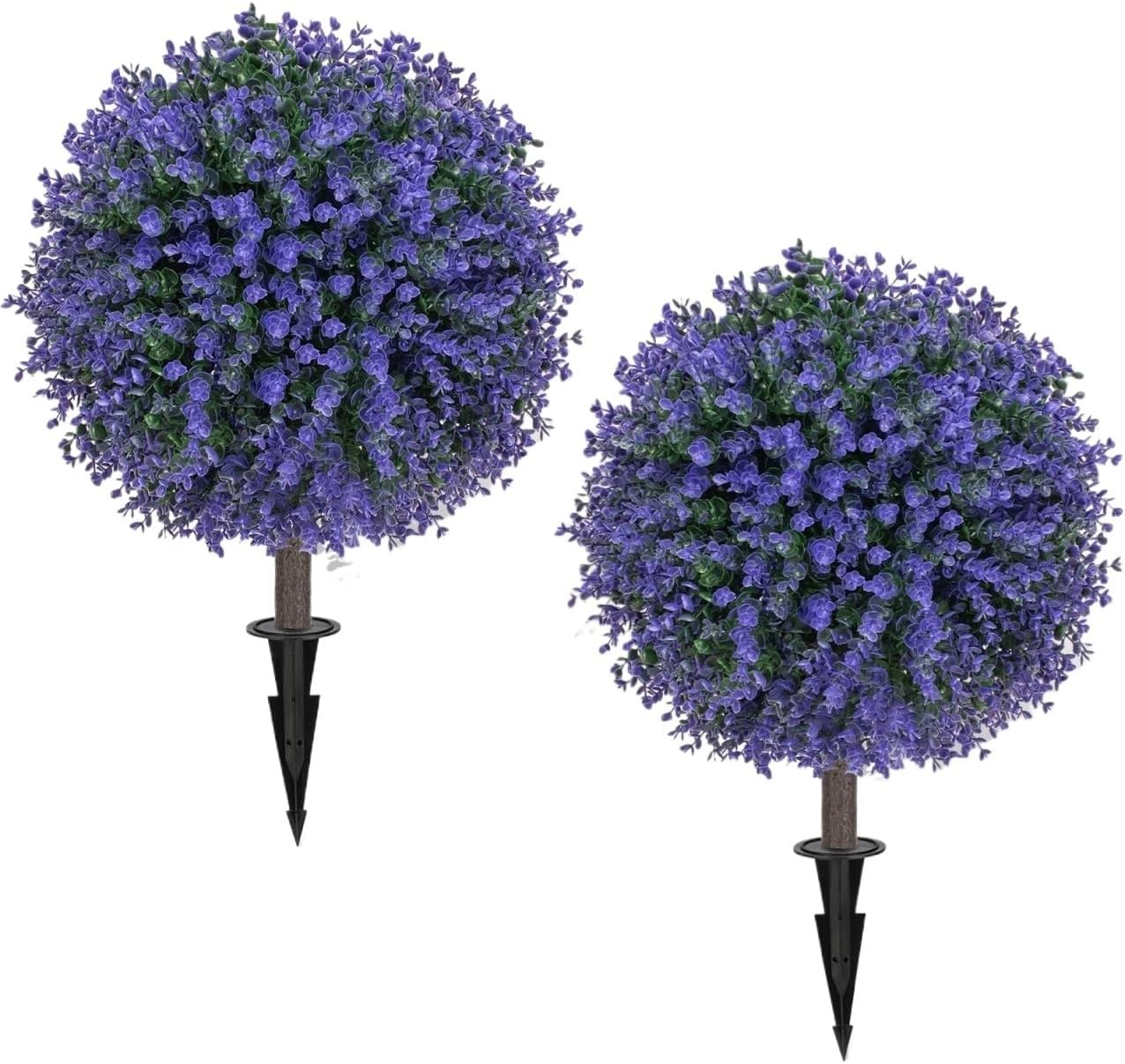 Artificial Boxwood Spherical Shrubs, with Ground Stakes, UV Resistant, for Garden and Courtyard Decoration(Purple)