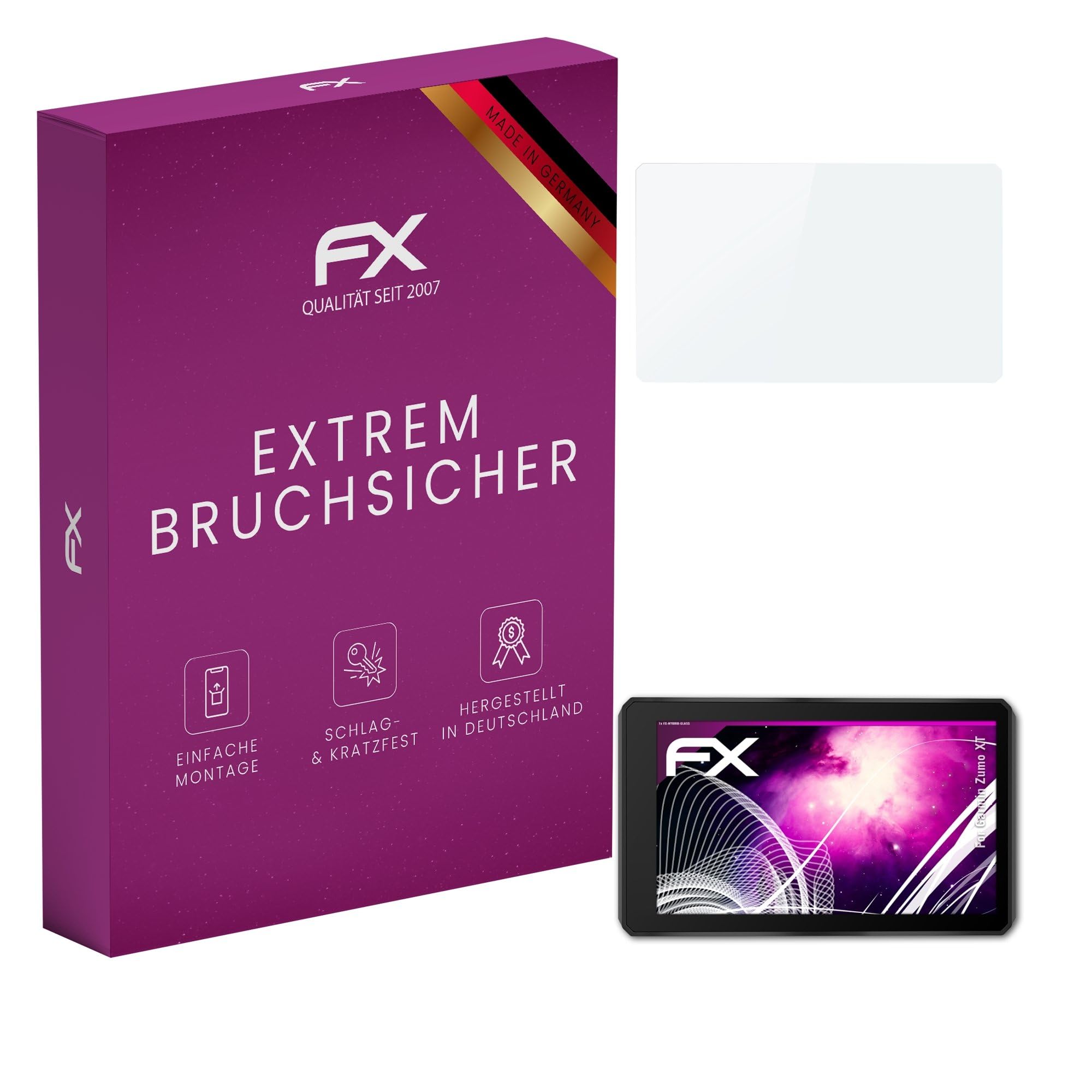 atFoliX Plastic Glass Protective Film compatible with Garmin Zumo XT Glass Protector, 9H Hybrid-Glass FX Screen Protector