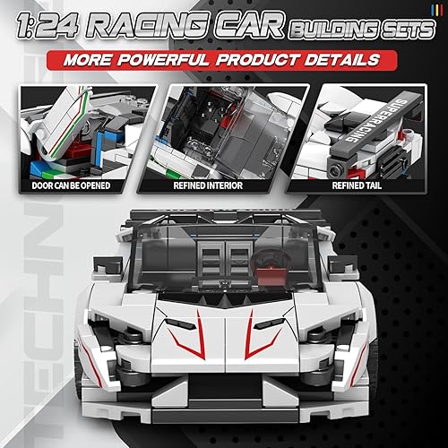 Miniatura 3 de GUDI Kit de construcción de autos de carreras para niños, juego de construcción de autos de carreras MOC para adultos, bloques de construcción de