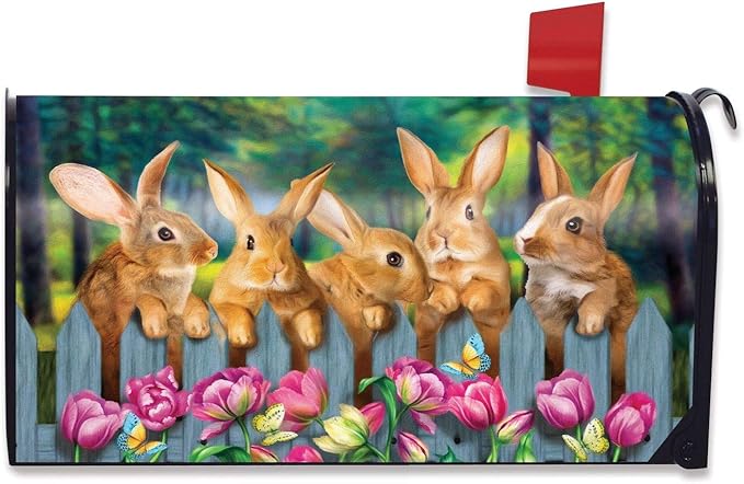 Garden Bunnies Spring Couverture Magnétique Pour Boîte Aux