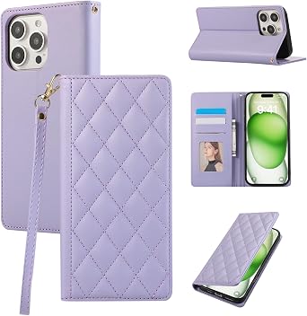 Flip Wallet Case for iPhone 16 Pro Max Case PU Leather Magnetic Folio Cover with Card Holder Kickstand Shockproof Protective Phone Case iPhone 16 Pro Max 6.9 Inch - Purple