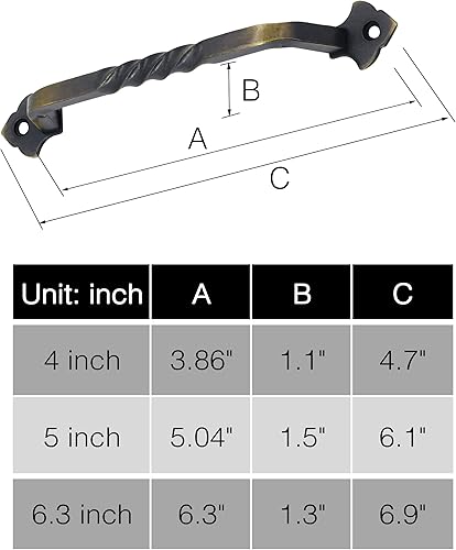 Miniatura 2 de OVOV Paquete de 2 manijas de puerta de granero para puerta de jardín de madera, cobertizo, puerta de gabinete (bronce)