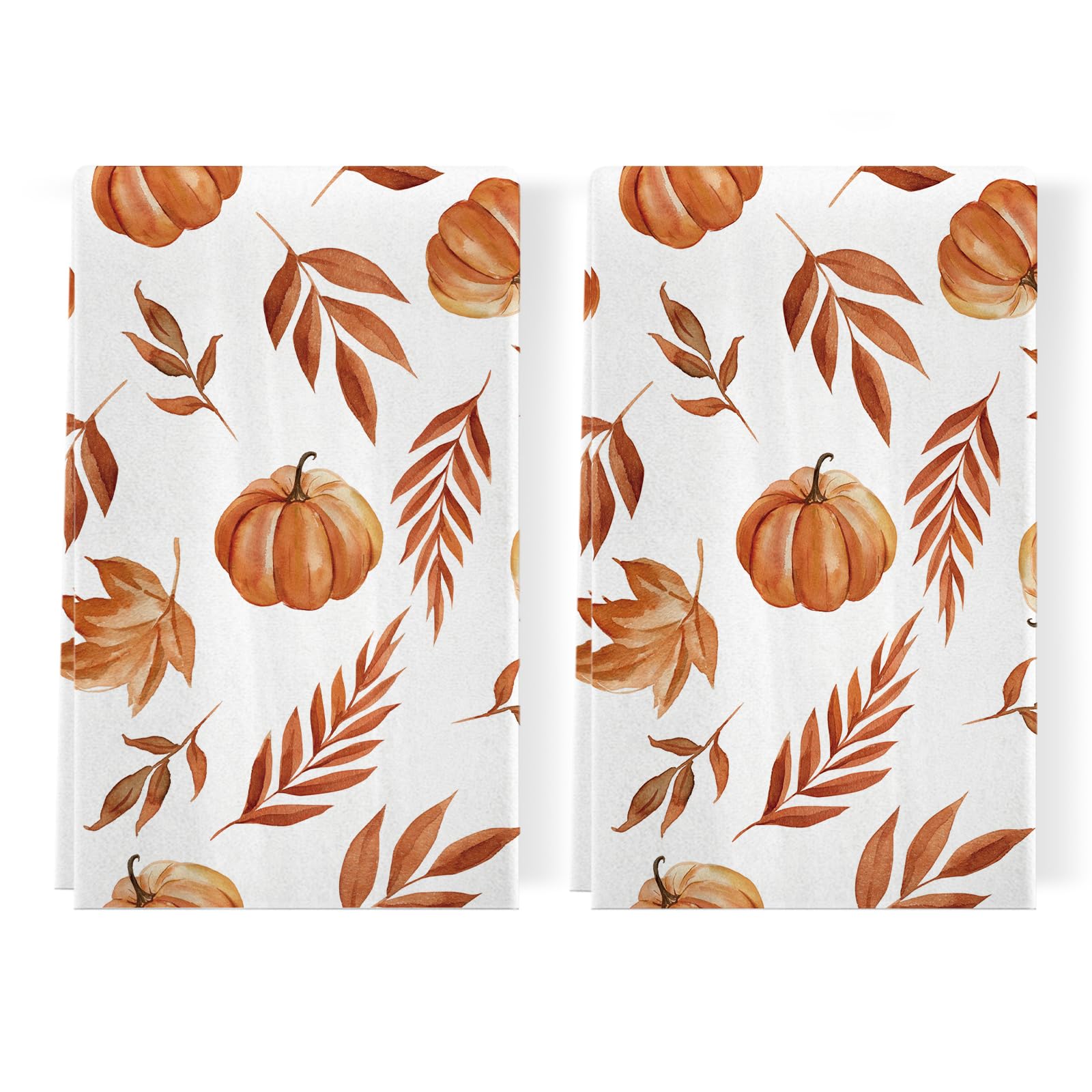 Siilues Herbst-Küchentücher Mit Blättern & Kürbissen – 2 Stück, 45,7 X 66 Cm, Saisonale Deko