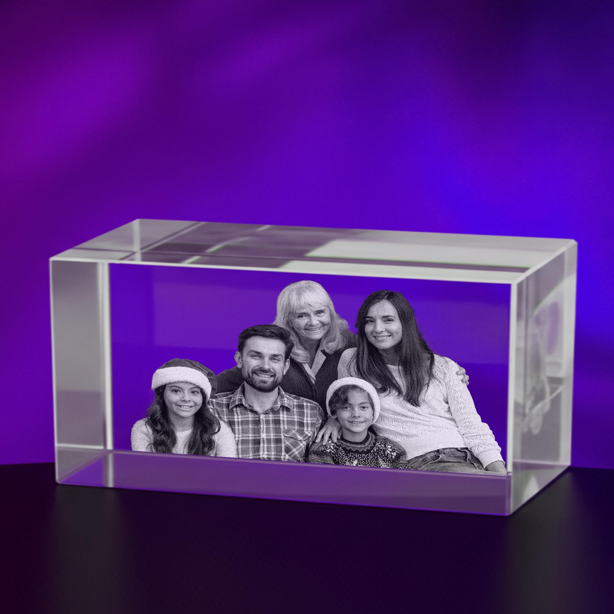 3D Crystal Photo, Personalised Memorial Frame for Mom, Dad, Wife, Men, Loved One, Rectangle 3D Laser Etched Crystal, Cube Custom Glass Picture for Birthday Anniversary Sympathy