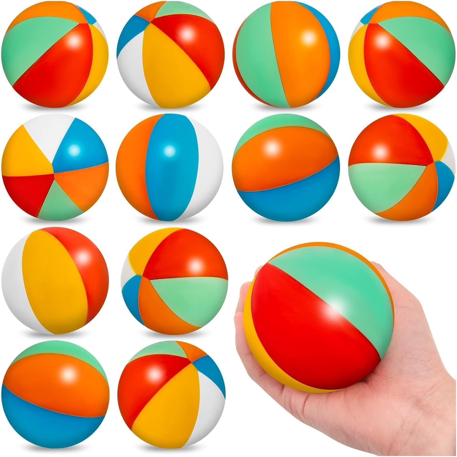 CLESDF Mini Beach Stress Balls, Rainbow Relief Stress Ball, Swimming Pool Game Toy Foam PU Balls for Hawaiian Beach Birthday Party Favor
