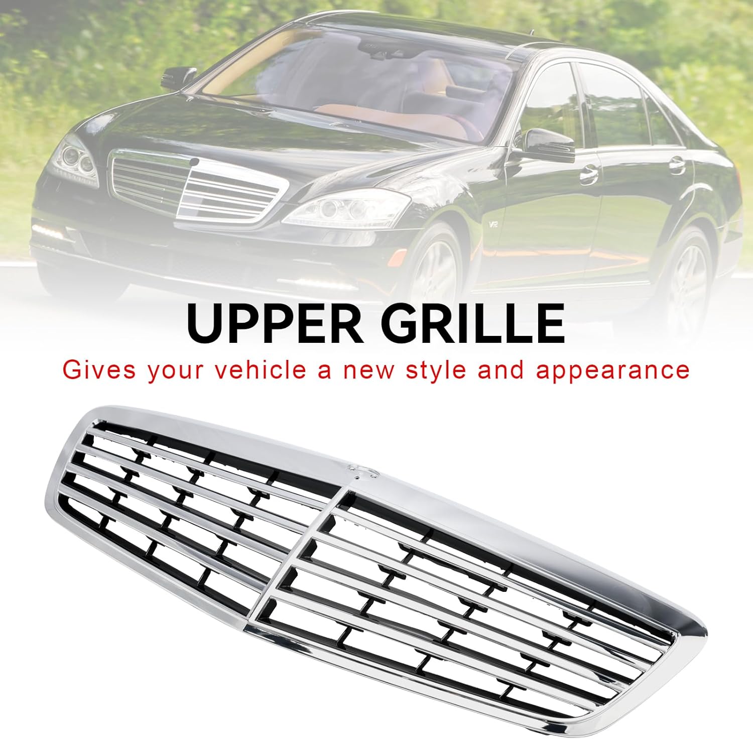 Topteng Front Grille Grill for Benz S-Class S400 S450 S550 S600 S65 S63 W221 2010-2013 Only 22188000837712, 22188000839040