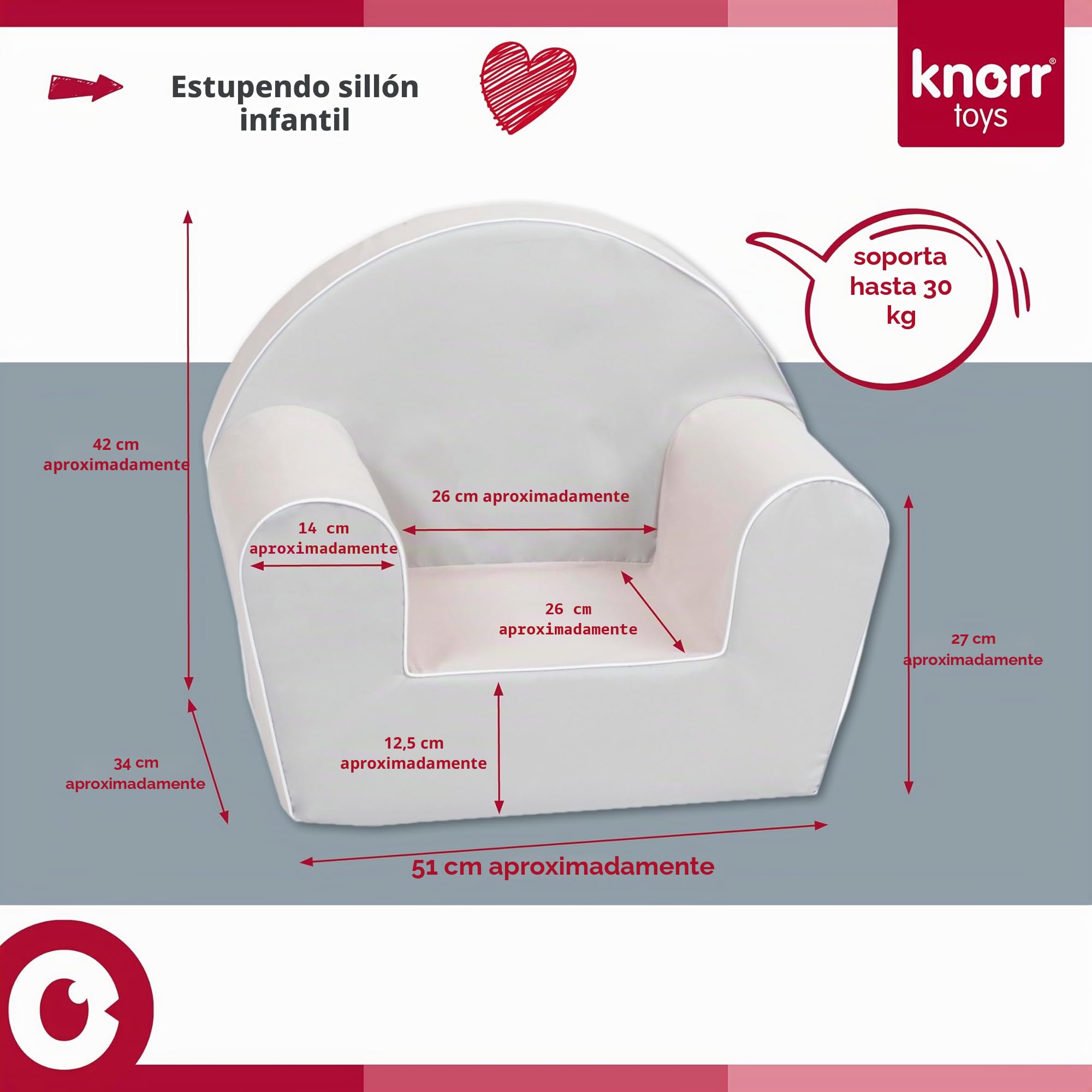 KNORRTOYS.COM- Sillón, Estampado Animal, Color Blanco marrón (68348)