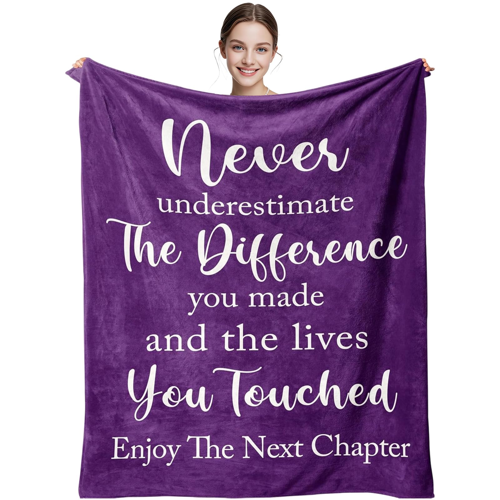 CECOMBINE Retirement Gift, Employee Appreciation Gift, Leaving Job Gifts, Thank You Gifts for Women, Graduation Gifts, Inspirational Gifts Blanket for Teacher, Nurse, Coworkers 60” x 50” (Purple)