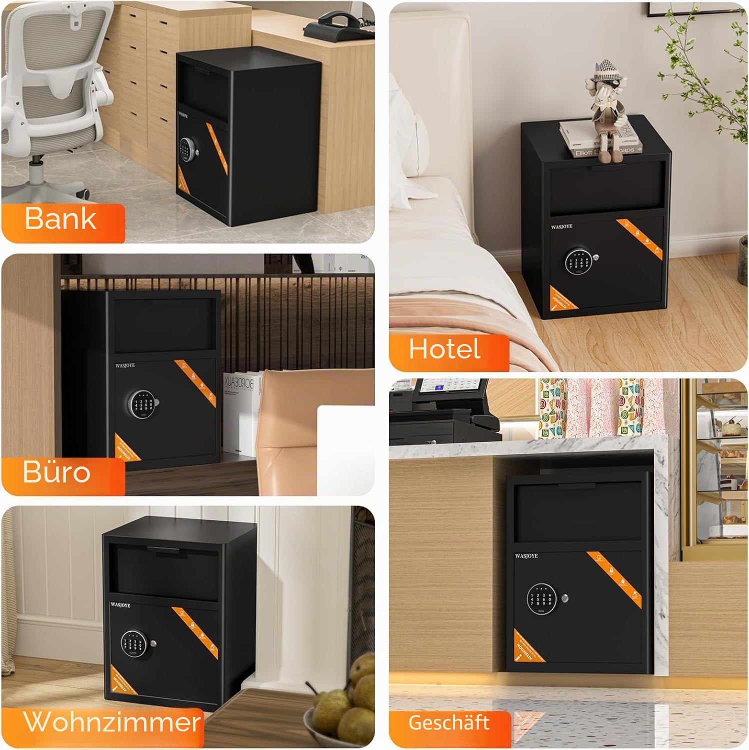70L Einwurftresor | Deposittresor | Tresor mit Einwurfschlitz | Briefkasten Safe | Depository Safes | Deposit Safe mit Drop-Slot | Codeschloss und Schlüsseln, 52*40*35cm,für Bargeld, Büro, Zuhause