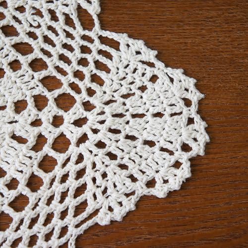 Miniatura 5 de Ustide camino de mesa rústico floral de encaje tejido a ganchillo para mesas ovaladas y bodas