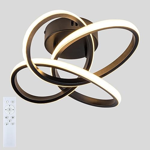 Miniatura 13 de Lámpara de Araña LED Moderna, Luz de Techo LED de 50W con Control Remoto, Cambio de Temperatura de Color 3000-6000K, Lámpara de Araña Negra