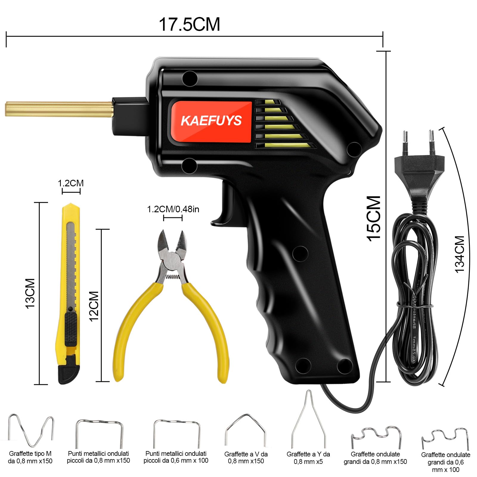 KAEFUYS Saldatrice per Plastica 170W 220V Plastica Saldatrice Kit con 805 Pezzi Chiodi per Saldatura e 7 Forme Diverse Saldatrice Plastica per Riparazione Auto Paraurti Auto Ricambi