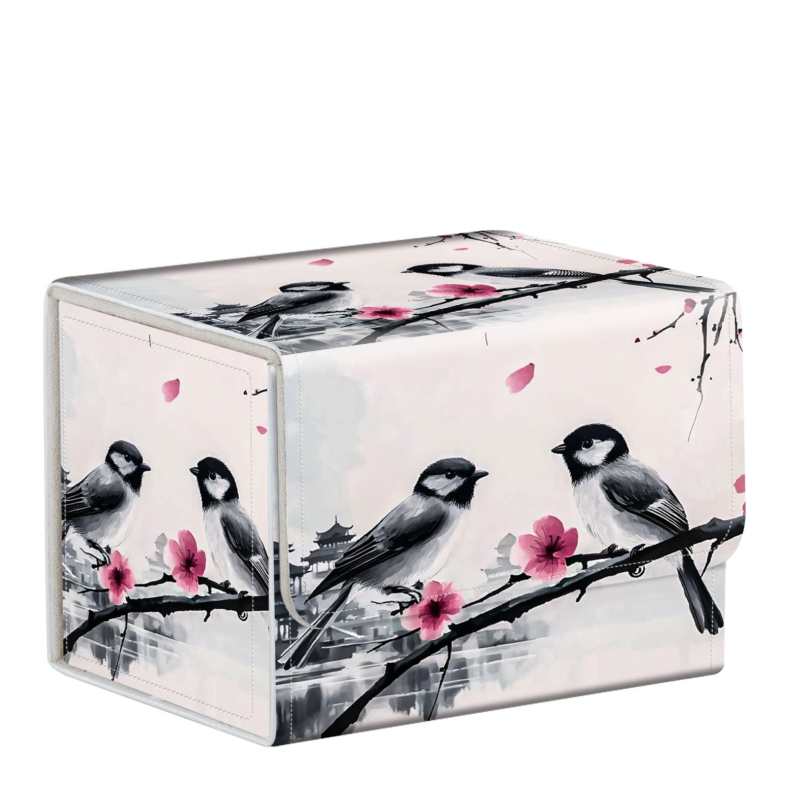 ETLKJVBL for MTG Card Storage Solution, Pair of Birds Cherry Blossoms for MTG Card Box and Commander Decks, High Capacity Anime Card Sleeves for Mtg Deck Box, Designed Specifically for Mtg Players