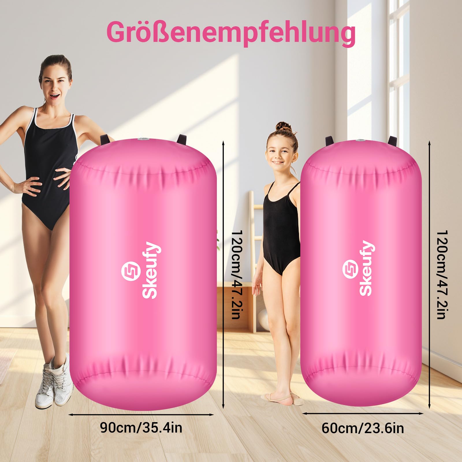 Skeufy Air Matte Track, Tappeto Gonfiabile per Ginnastica e Yoga con Pompa Elettrica, Airroll Air Rolle per Ginnastica, Tappeto da Ginnastica, Tappeto Sportivo per Casa e All'aperto'
