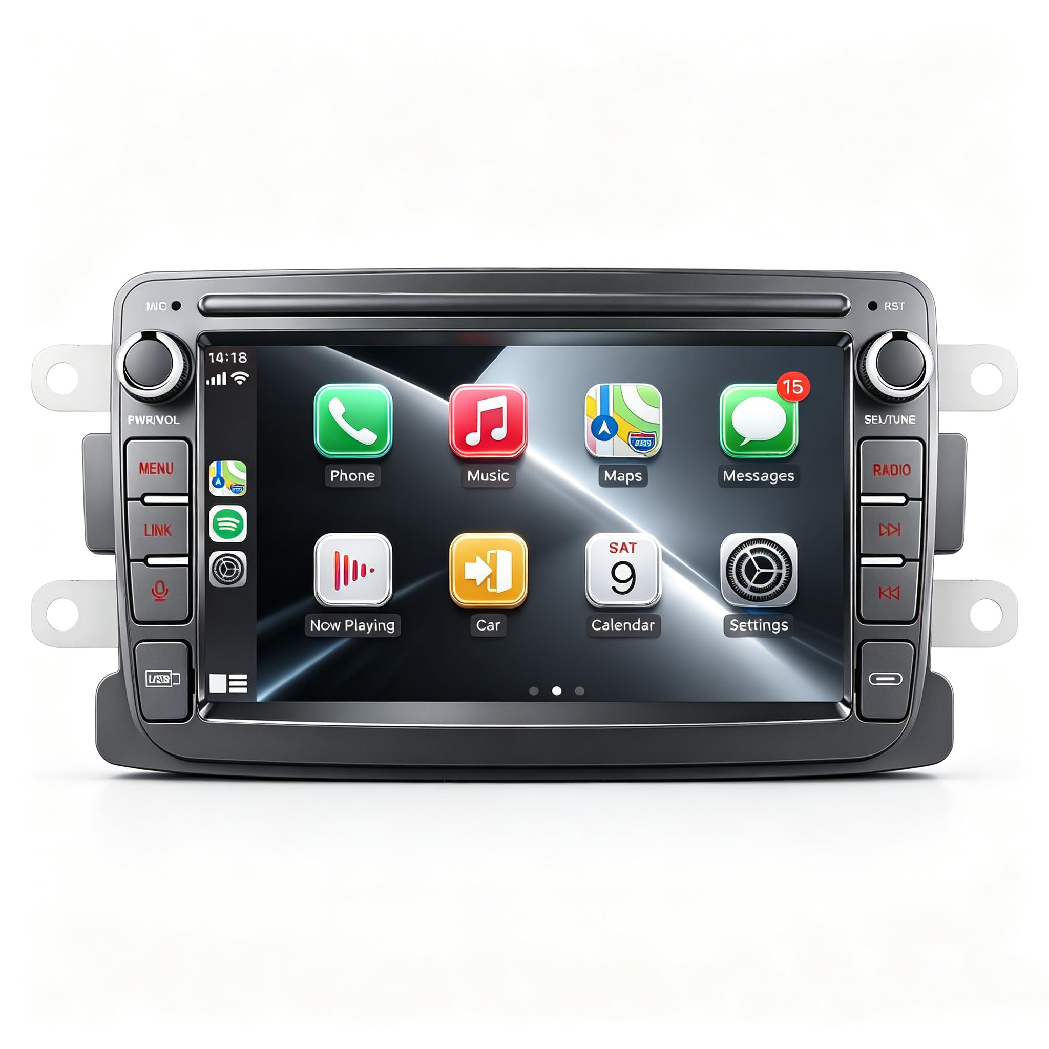 Autoradio mit Wireless CarPlay & Android Auto für Dacia Sandero Duster Logan Dokker Capture Renault Radio mit Touchscreen Bluetooth FM Rückfahrkamera Linux System