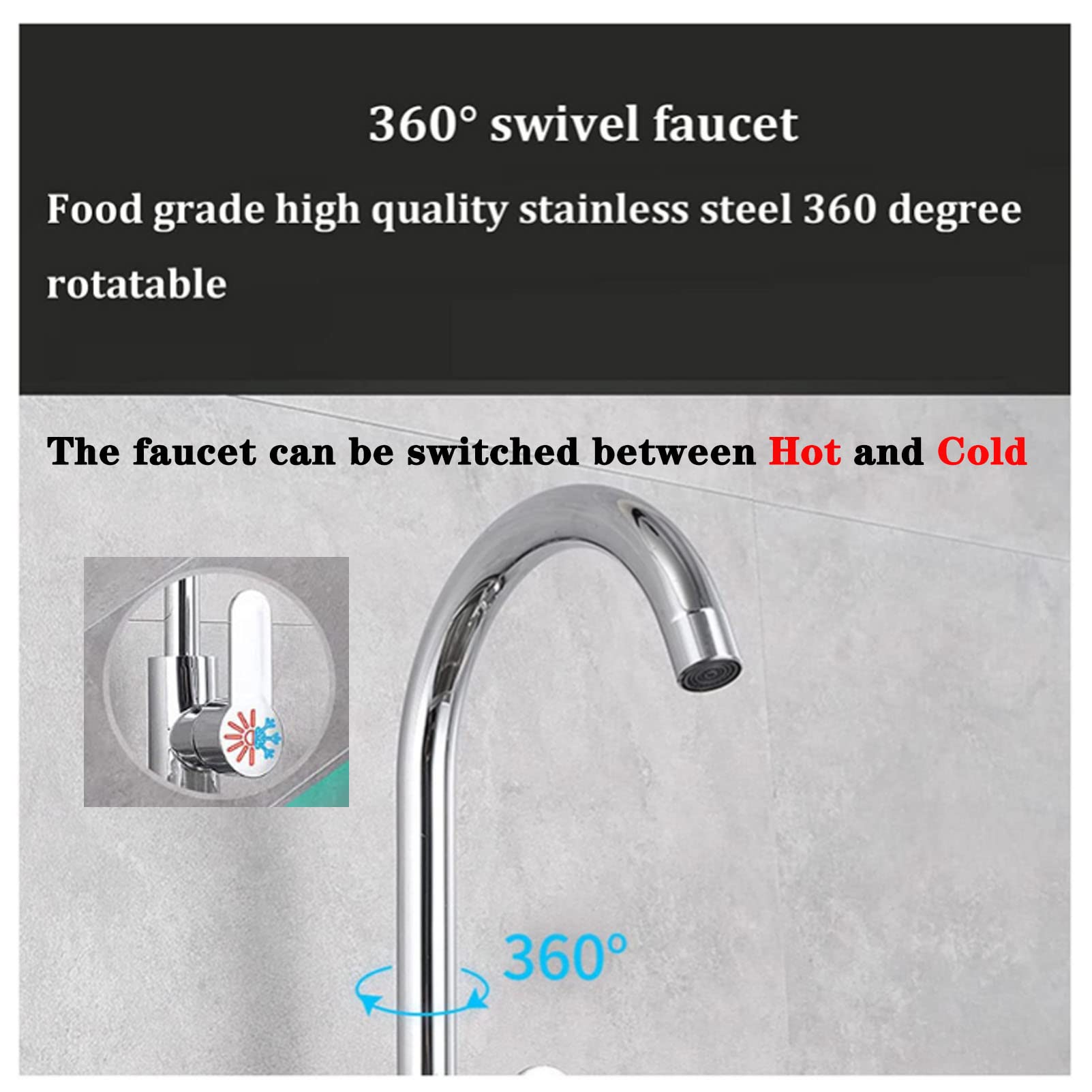 Edelstahl-Spülbecken für gewerbliche Restaurantküchen, Einzelbecken zum Vorbereiten und Waschen, mit Kalt- und Warmwasseranschluss, Armatur, Ablagen, für den Innen- und Außenbereic