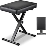 Smartxchoices Adjustable Piano Bench Padded Keyboard X-Style Bench Piano Stool Guitar Chair Piano Stand, Black