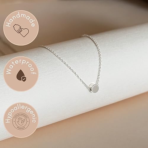 Miniatura 5 de Annika Bella Collar de cuentas pequeñas, collar de 14 pulgadas, gargantilla de cadena ajustable, gargantilla con dije de lunares, joyería de plata