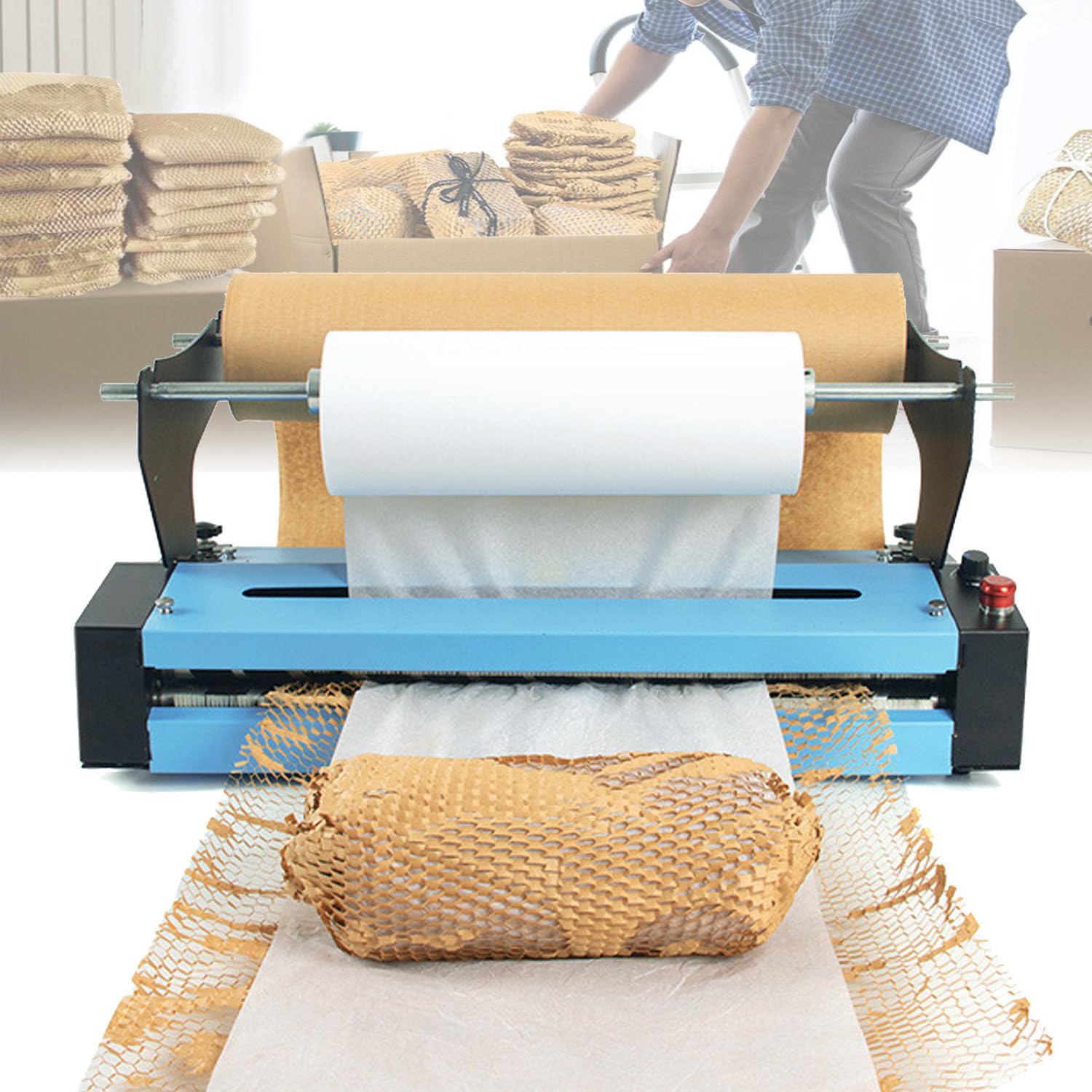 Machine électrique d'étirement de Papier en nid d'abeille,Distributeur de Rouleau de Papier d'emballage en nid d'abeille,Distributeur d'emballage en Papier (A)